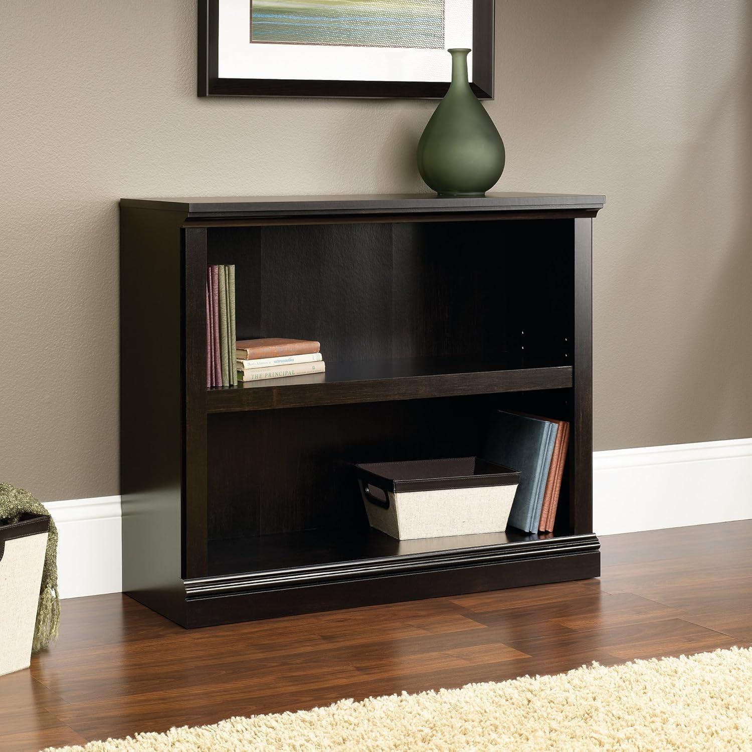 Sauder 29.9" 2Shelf Bookshelf Estate Black : Adjustable, Laminated, Mid-Century Modern Style: Particle Board Frame, Console Design