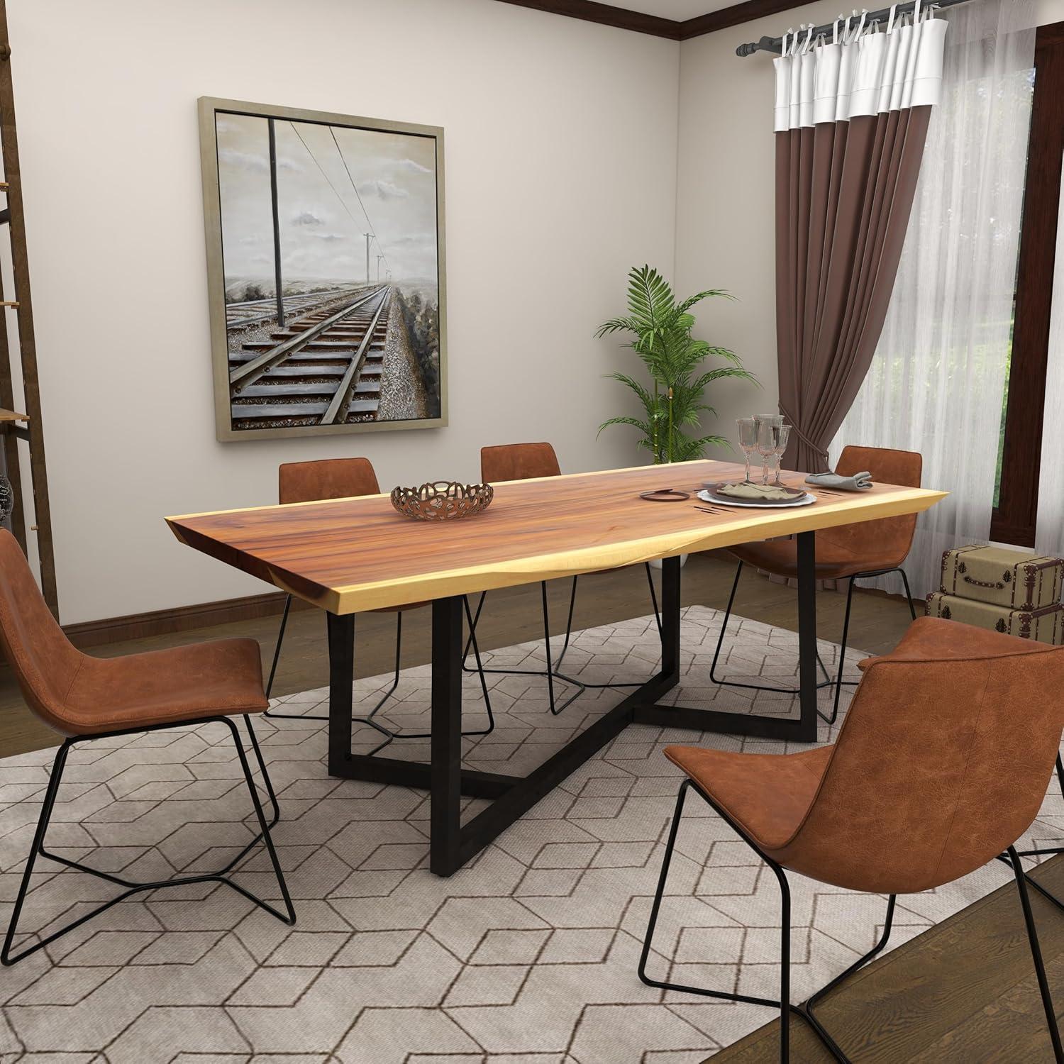 Contemporary Wood Dining Table Brown - Olivia & May: Sleek Design, Seats 6, Non-Extendable