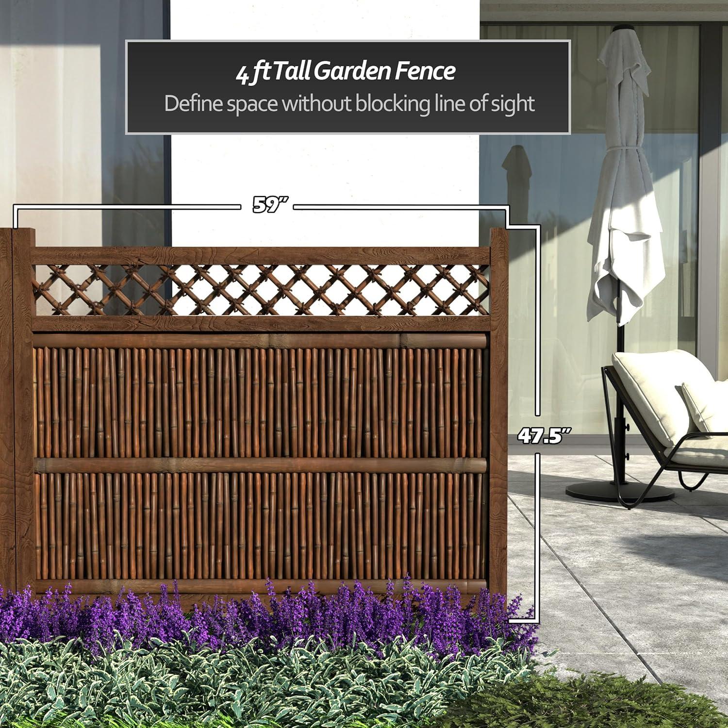 Red Lantern 4 ft. x 5 ft. Kogeta Zen Garden Bamboo Fence Panel