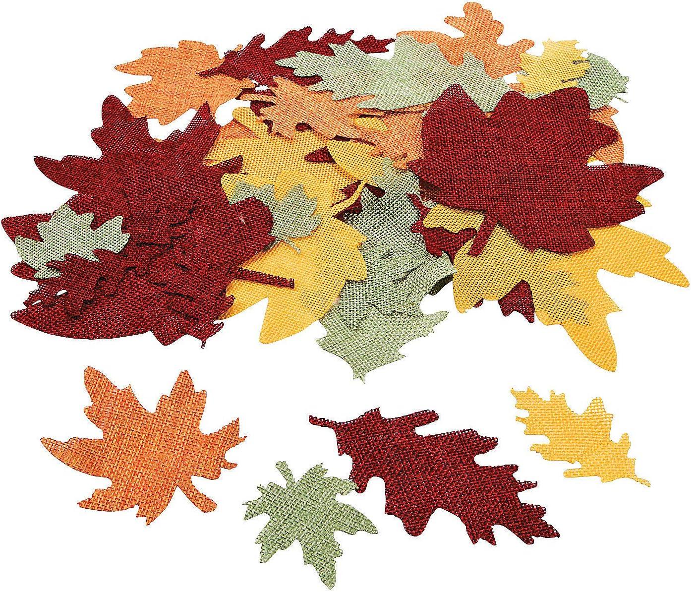 Assorted Burlap Leaf Shapes for Fall Crafts, 50 Pieces