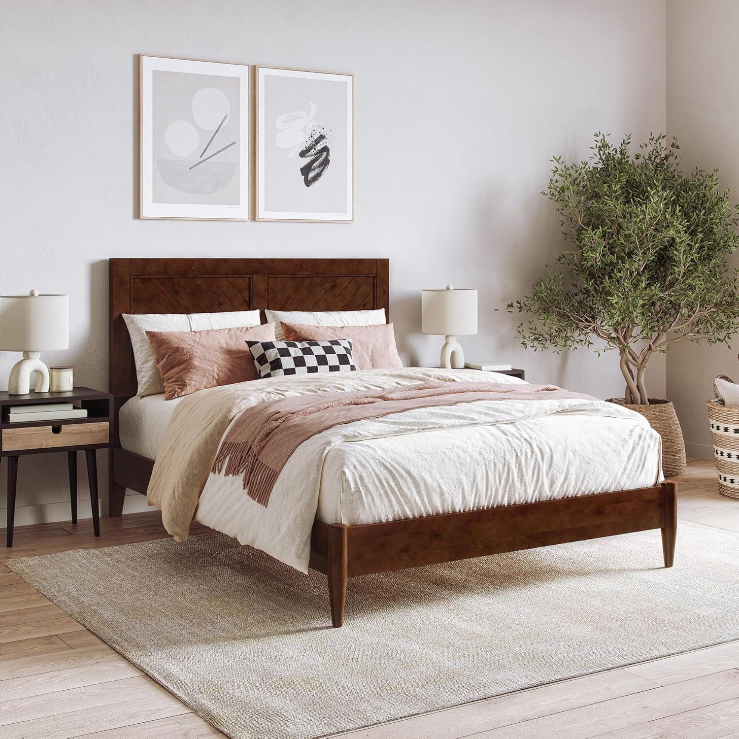 AFI Furnishings Berkshire Twin Solid Wood Low Profile Platform Bed in Walnut