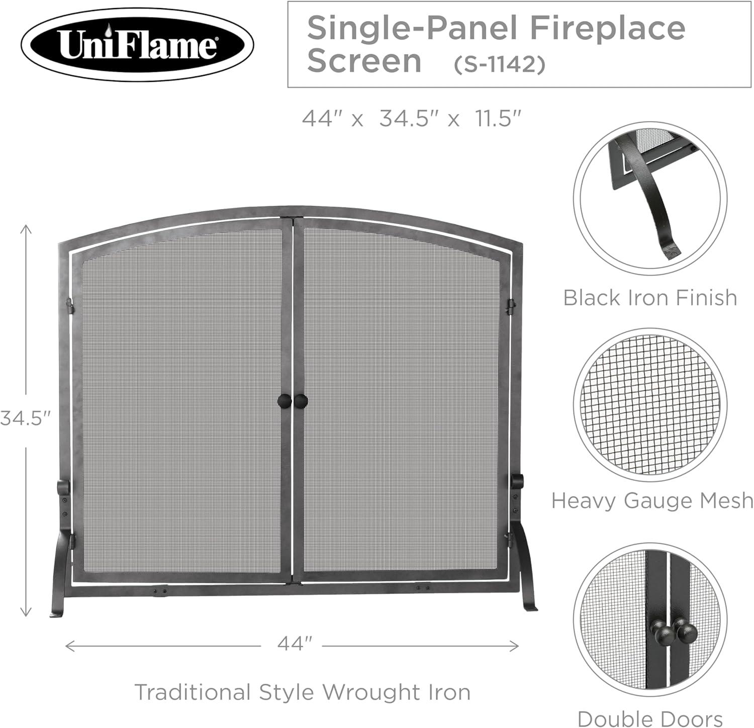 Uniflame Single Panel Iron Fireplace Screen with Doors