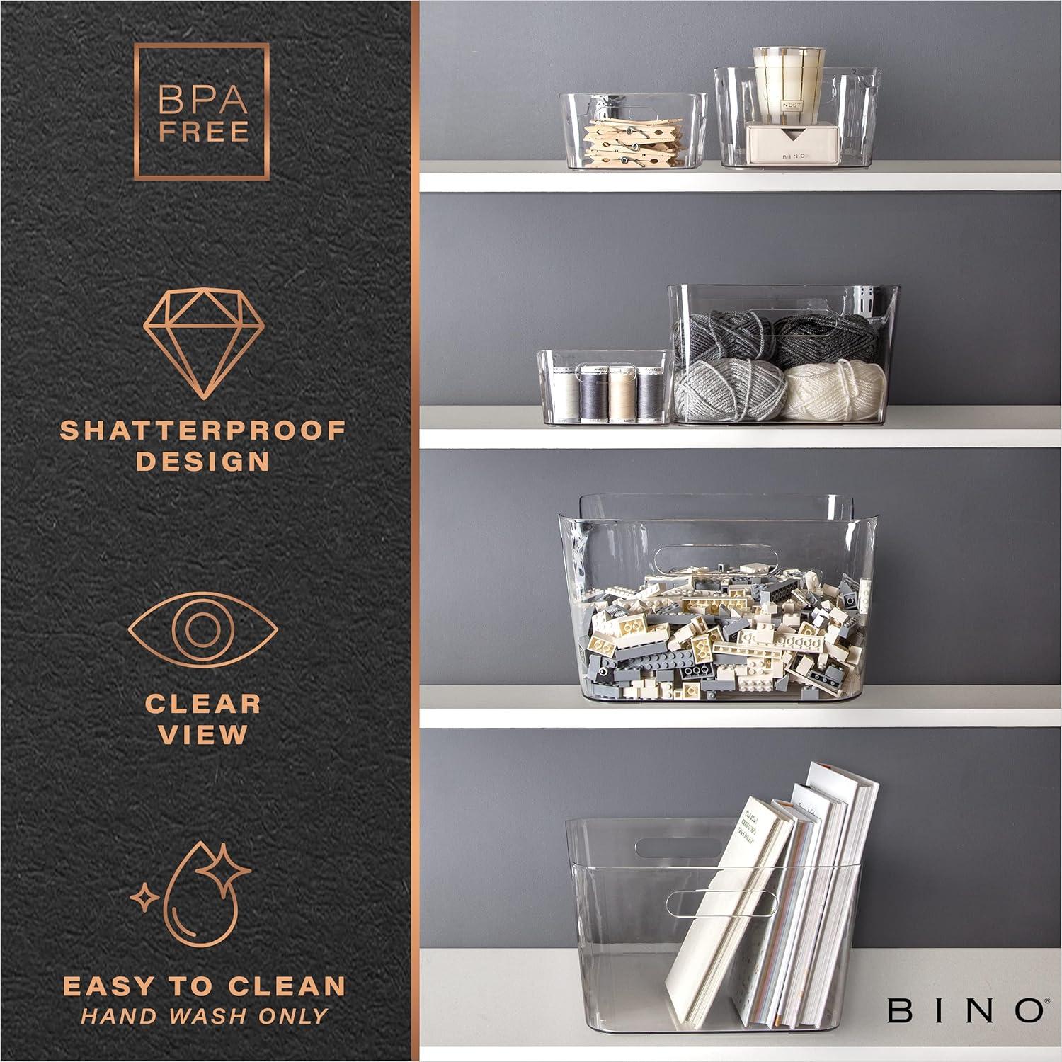 BINO | Plastic Organizer Bins, Small - 4 Pack | THE SOHO COLLECTION | Multi-Use Organizer Bins | Pantry Organizer & Freezer Organizer Bins | Plastic Storage Containers | Bins for Home & Kitchen Org