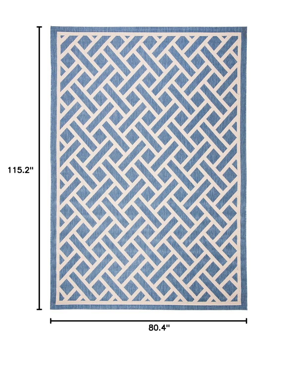 Courtyard CY6306 Power Loomed Indoor/Outdoor Area Rug - Blue/Light Beige - 6'7"x9'6" - Safavieh.
