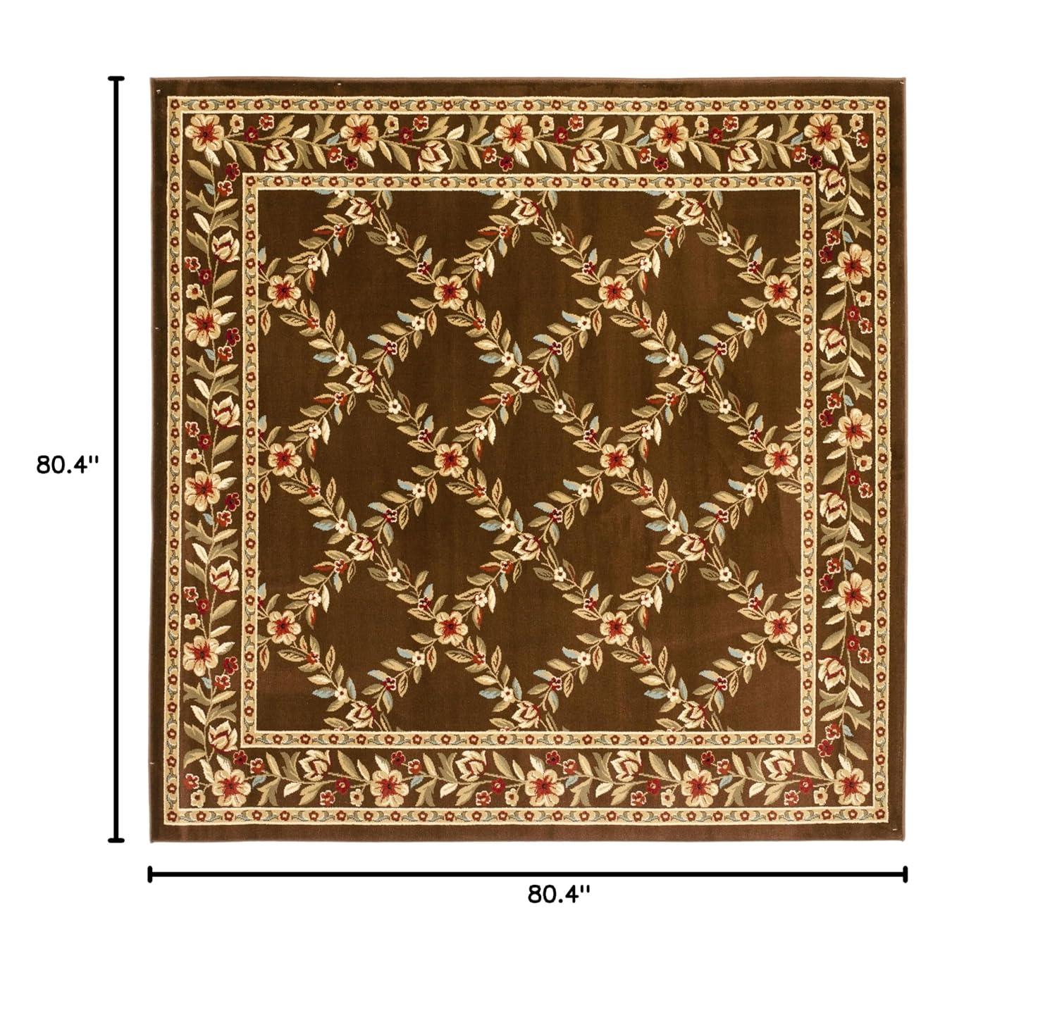 Lyndhurst LNH557 Power Loomed Area Rug - Brown/Brown - 6'7"x6'7" - Safavieh