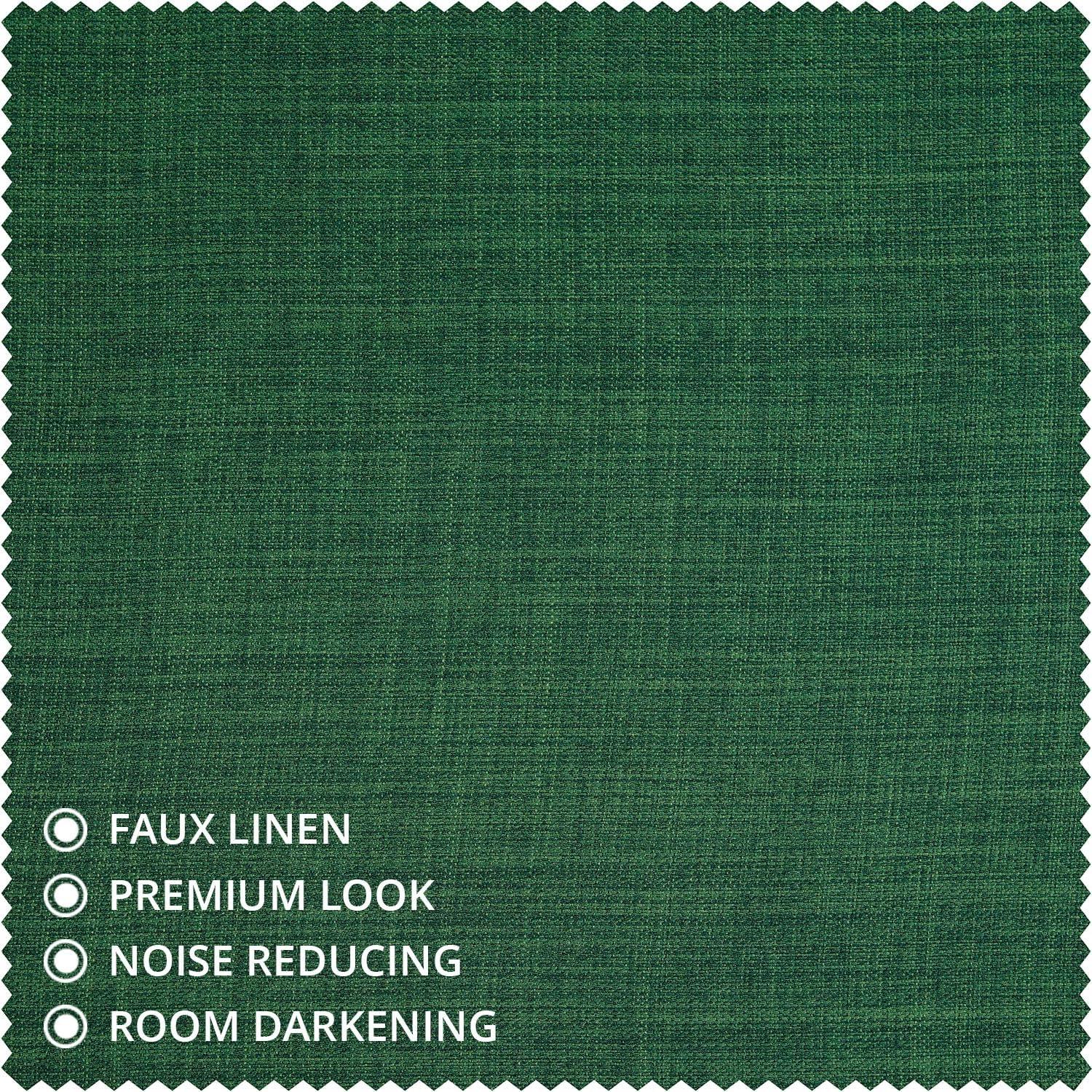 HPD Half Price Drapes Key Green Faux Linen Room Darkening Curtains for Bedroom & Living Room Curtains (1 Panel), Door & Window Curtains 84 inches long, Rod Pocket Curtains & Drapes, 50W X 84L