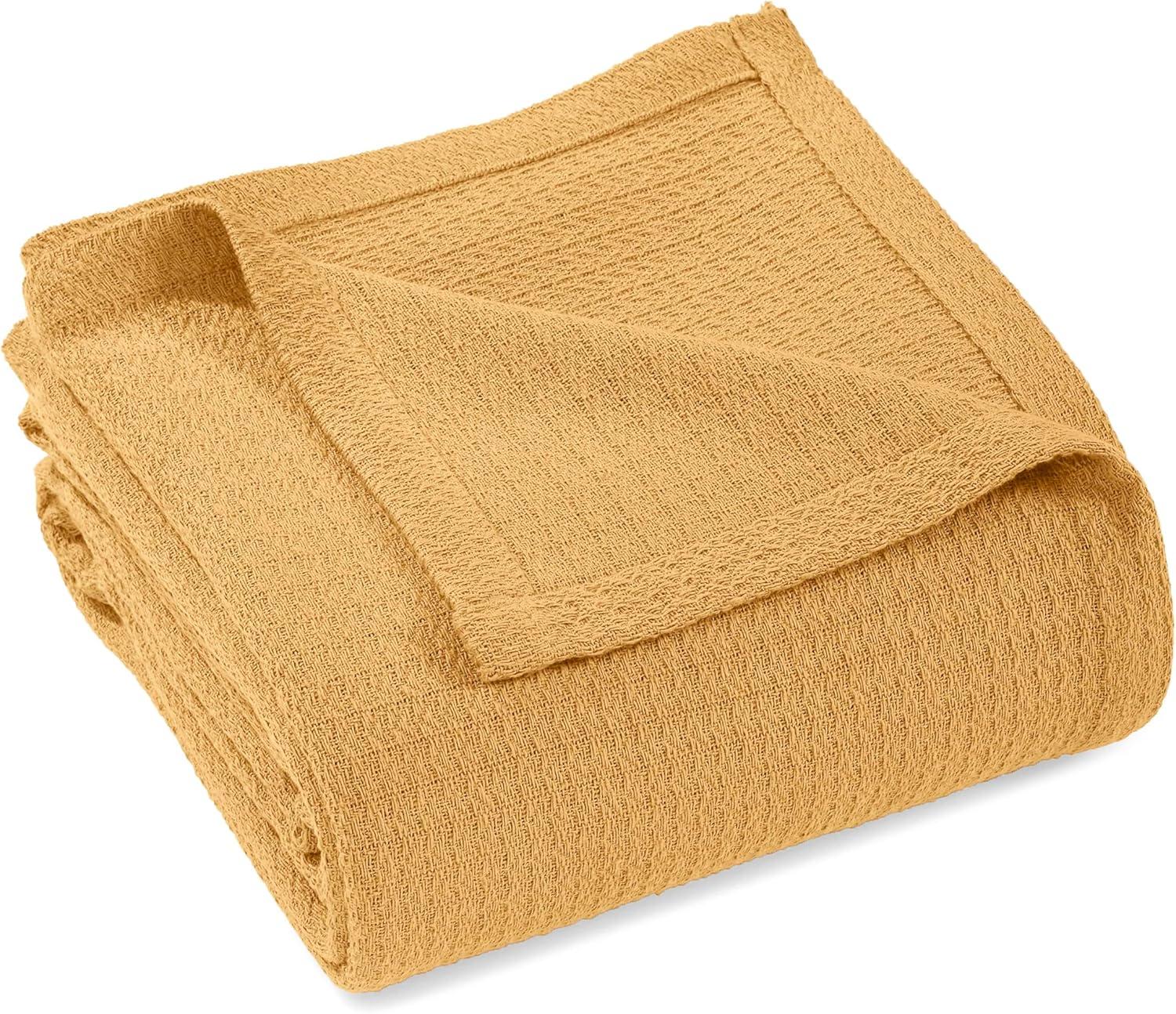 Superior Waffle Weave Honeycomb Knit Soft Textured All-Season Cotton Blanket