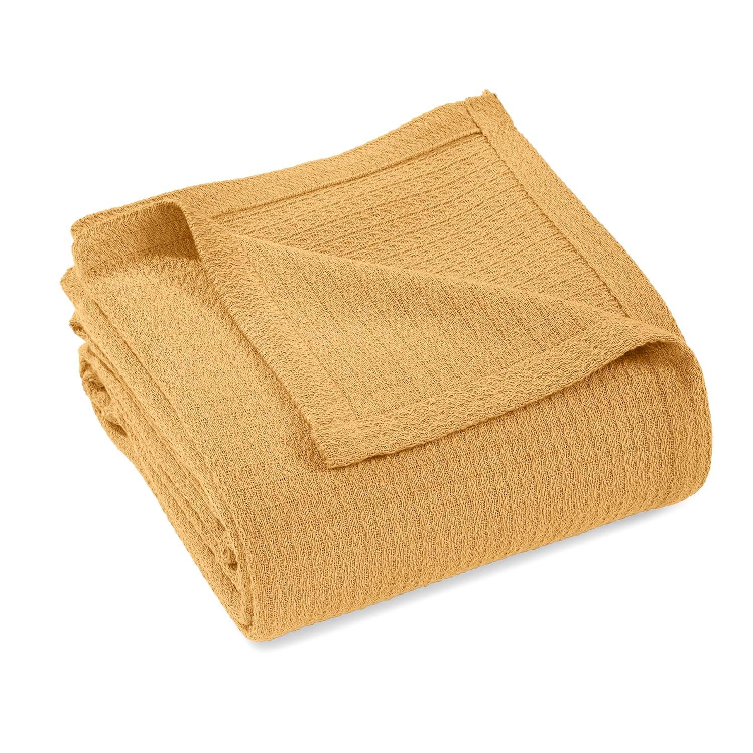 Superior Waffle Weave Honeycomb Knit Soft Textured All-Season Cotton Blanket