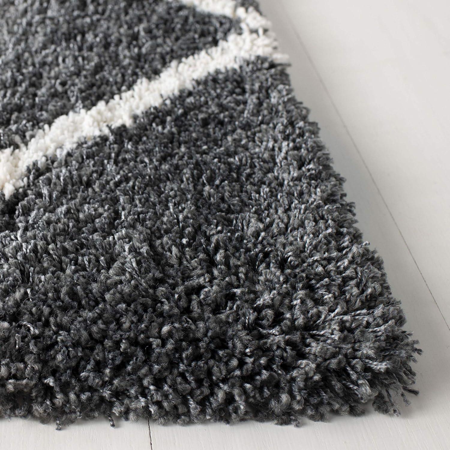 Hudson Shag SGH281 Power Loomed Indoor Area Rug - Dark Grey/Ivory - 8'x10' - Safavieh