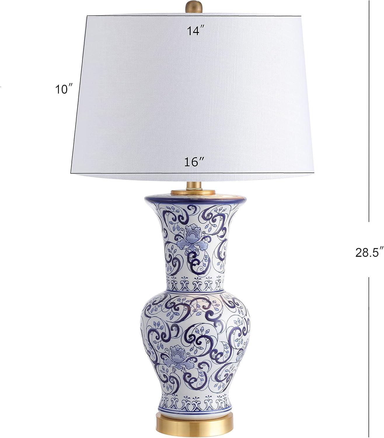 Leo 28.5" Chinoiserie LED Table Lamp, Blue/White