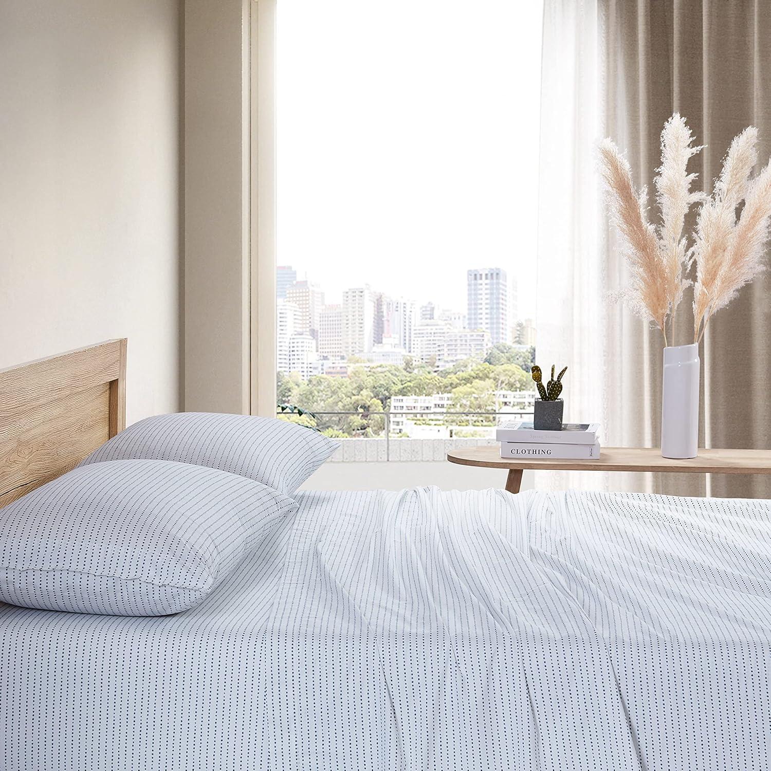 City Scene Radius Blue Cotton Percale Sheet Set