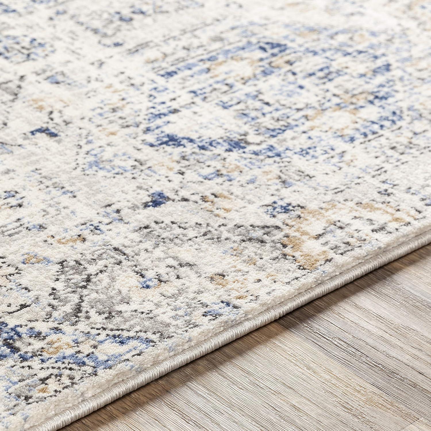 Arlene Blue and Beige Synthetic 5' x 7' Area Rug