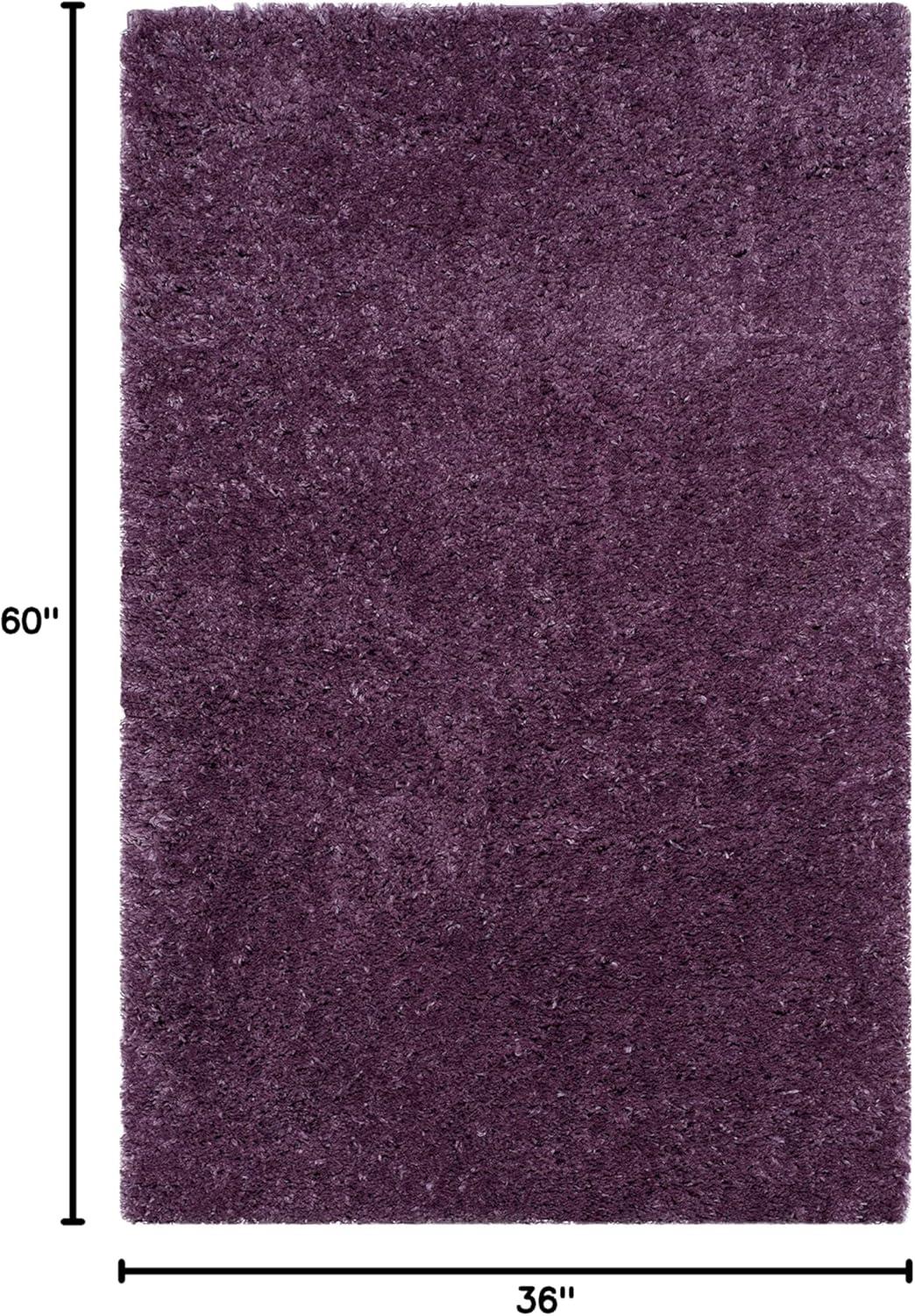 Purple Rectangular Shag Synthetic Area Rug 3' x 5'