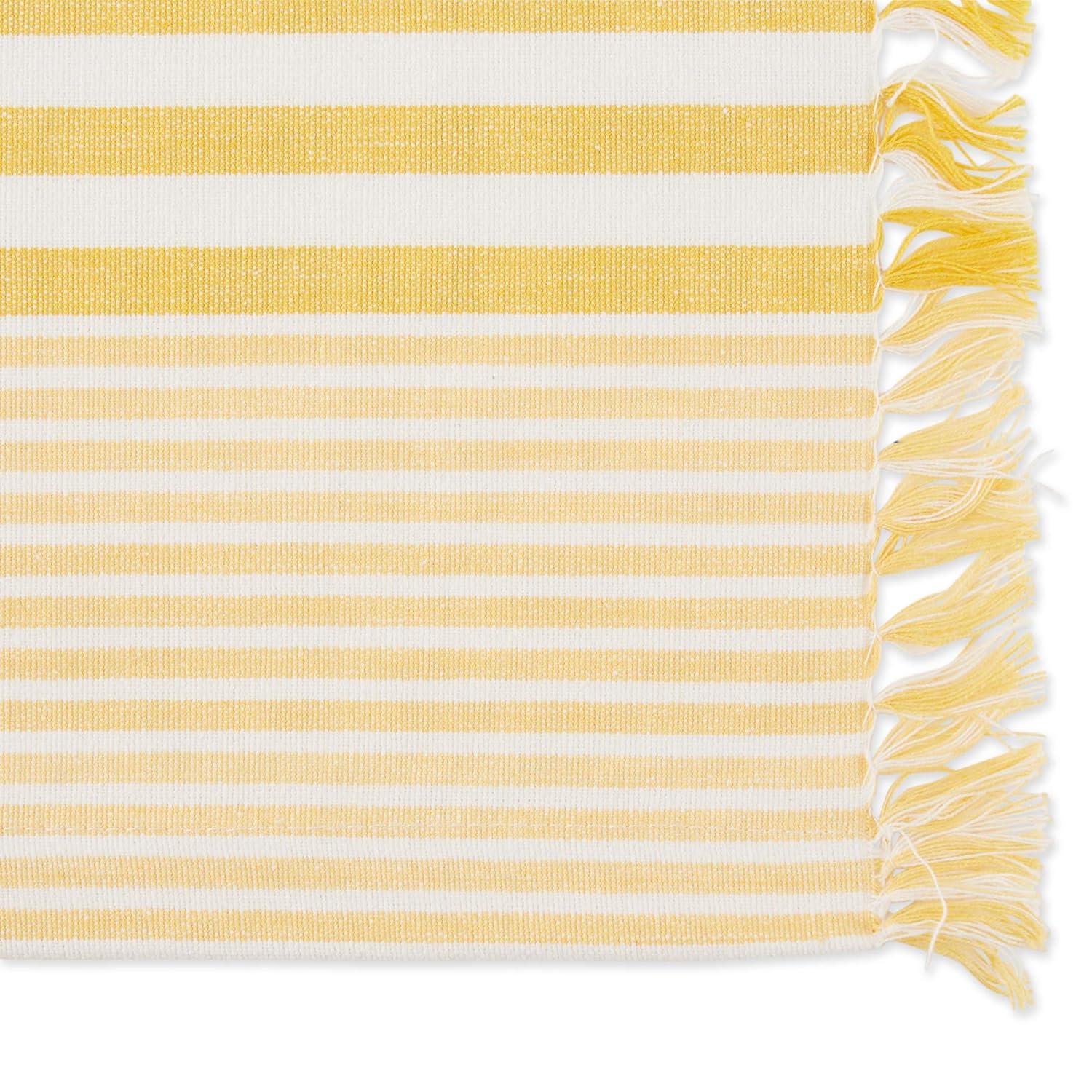 Deep Yellow Stripes With Fringe Placemat (Set of 6)