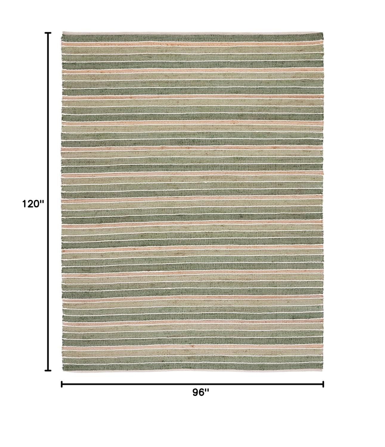 Striped Kilim STK312 Hand Woven Area Rug - Green/Natural - 8'x10' - Safavieh.