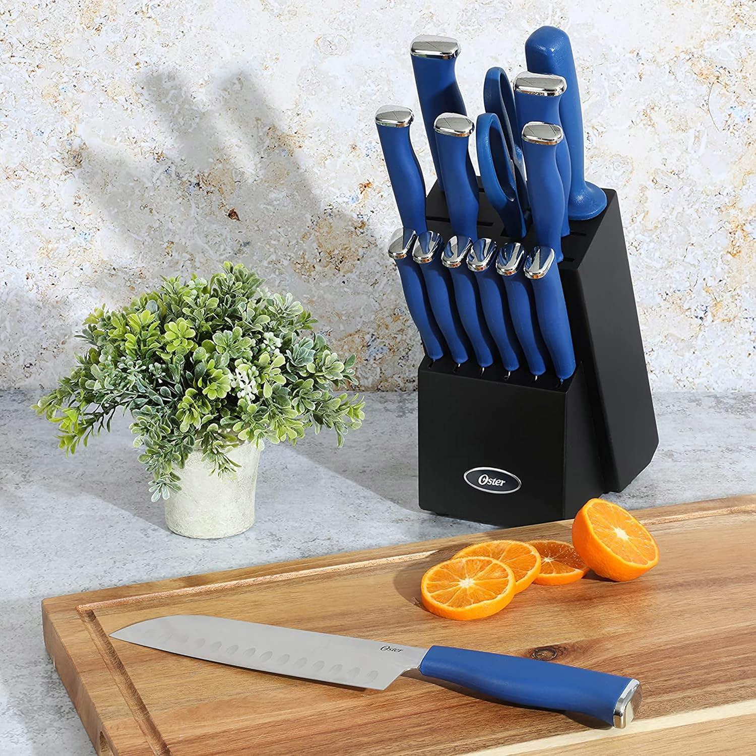 Oster 15 Piece Stainless Steel Blade Cutlery Set in Dark Blue
