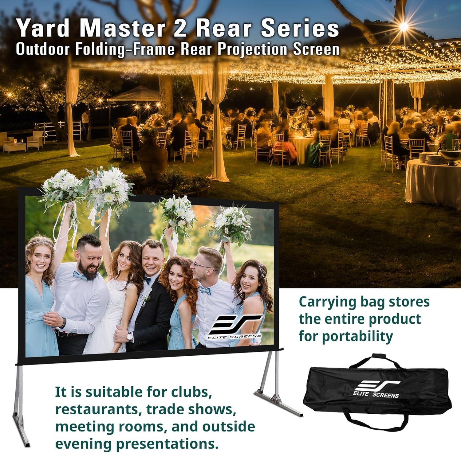 Elite Screens Yard Master 2 Rear Series Portable Folding rear Frame Projector Screen