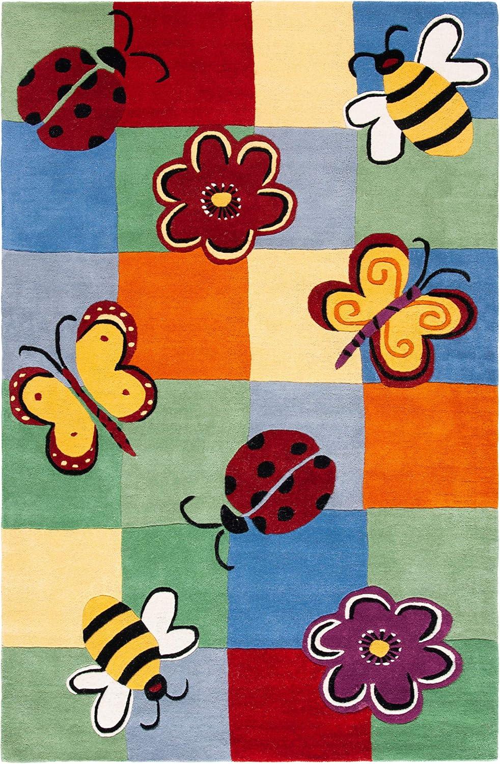 SAFAVIEH Kids Dorris Butterflies and Flowers Area Rug, Multi, 4' x 6'