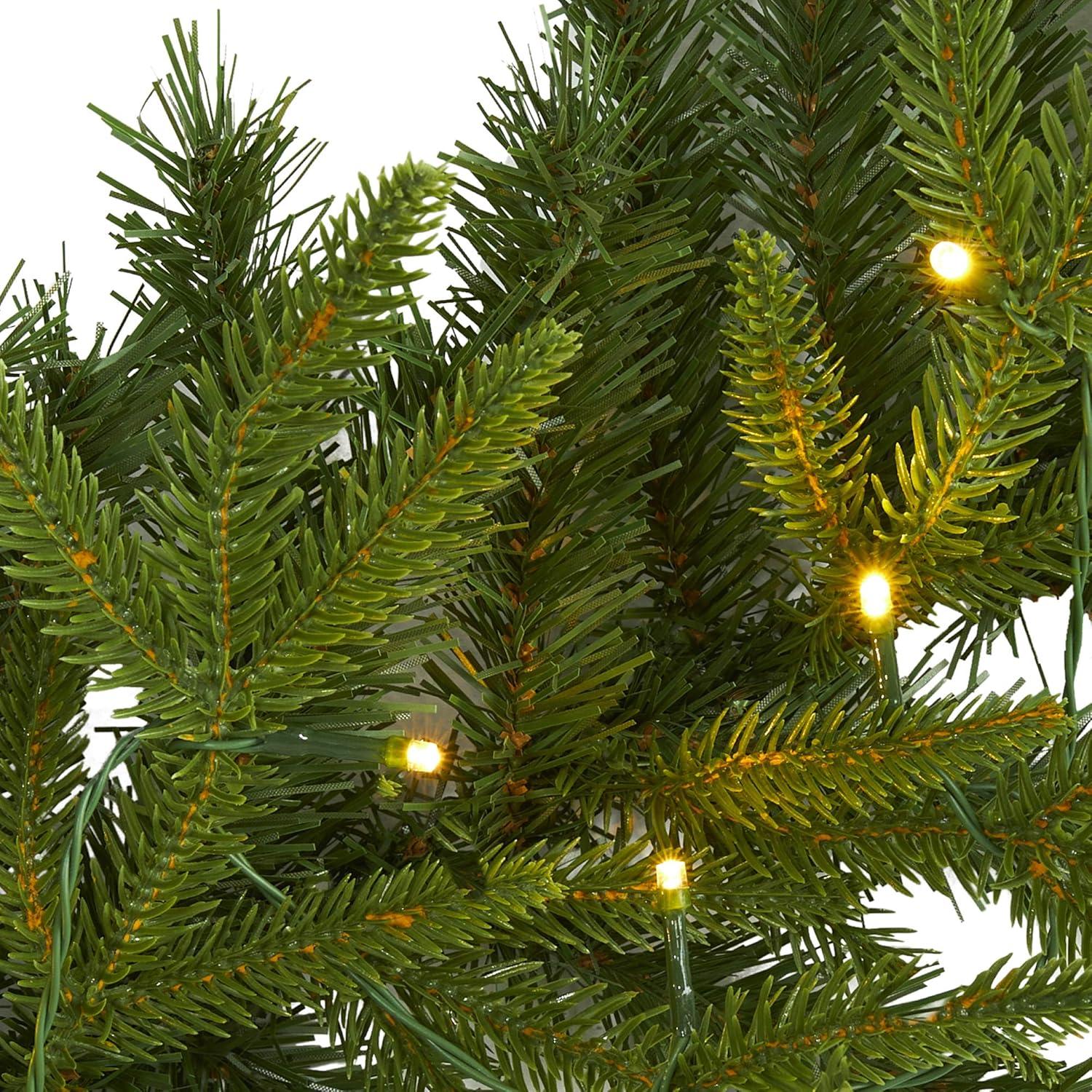 Nearly Natural 6' Pre-lit LED Pine Artificial Christmas Garland Green with Clear Lights