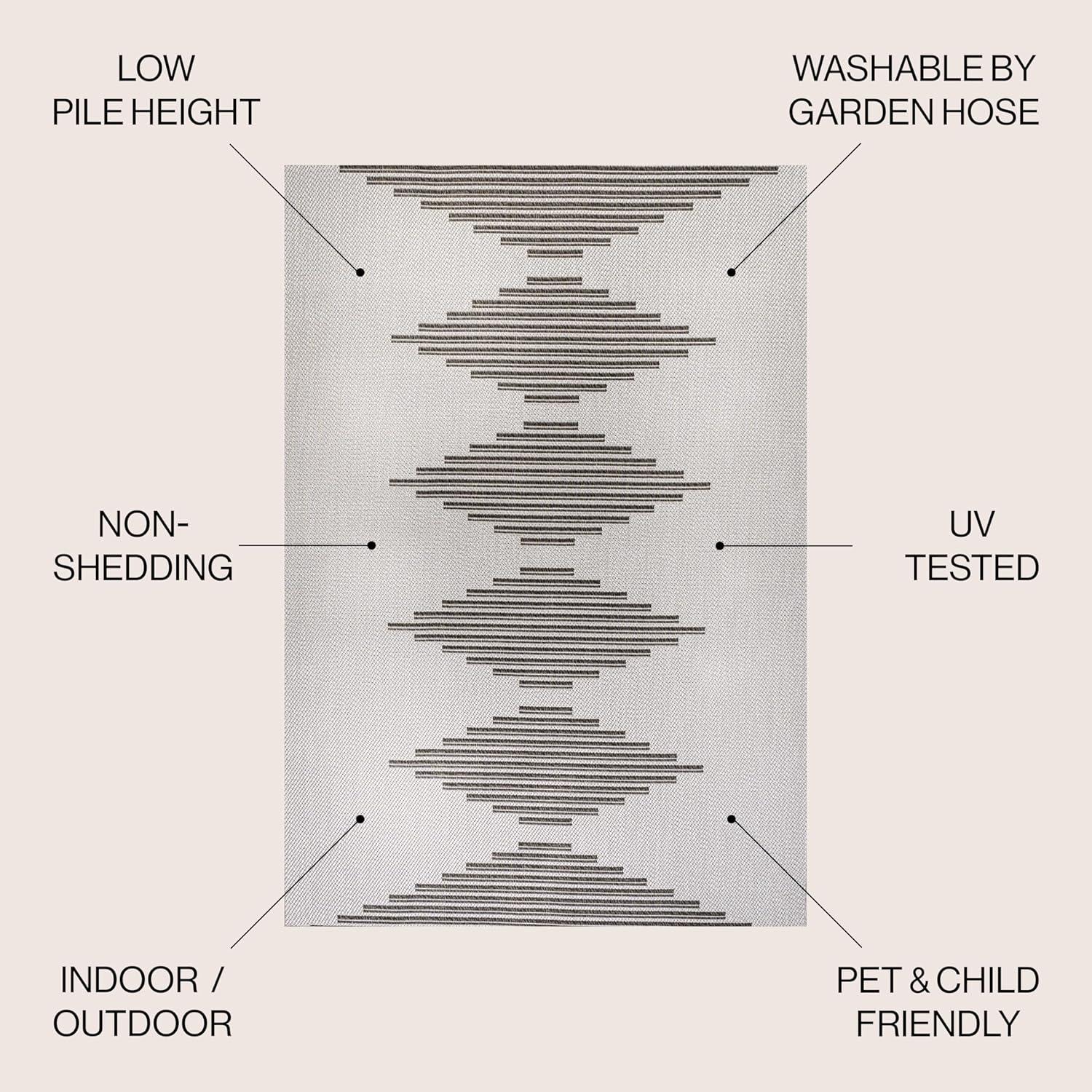 4' x 6' Vinales Diamond Stripe Indoor/Outdoor Area Rug, Light Gray/Black - JONATHAN Y