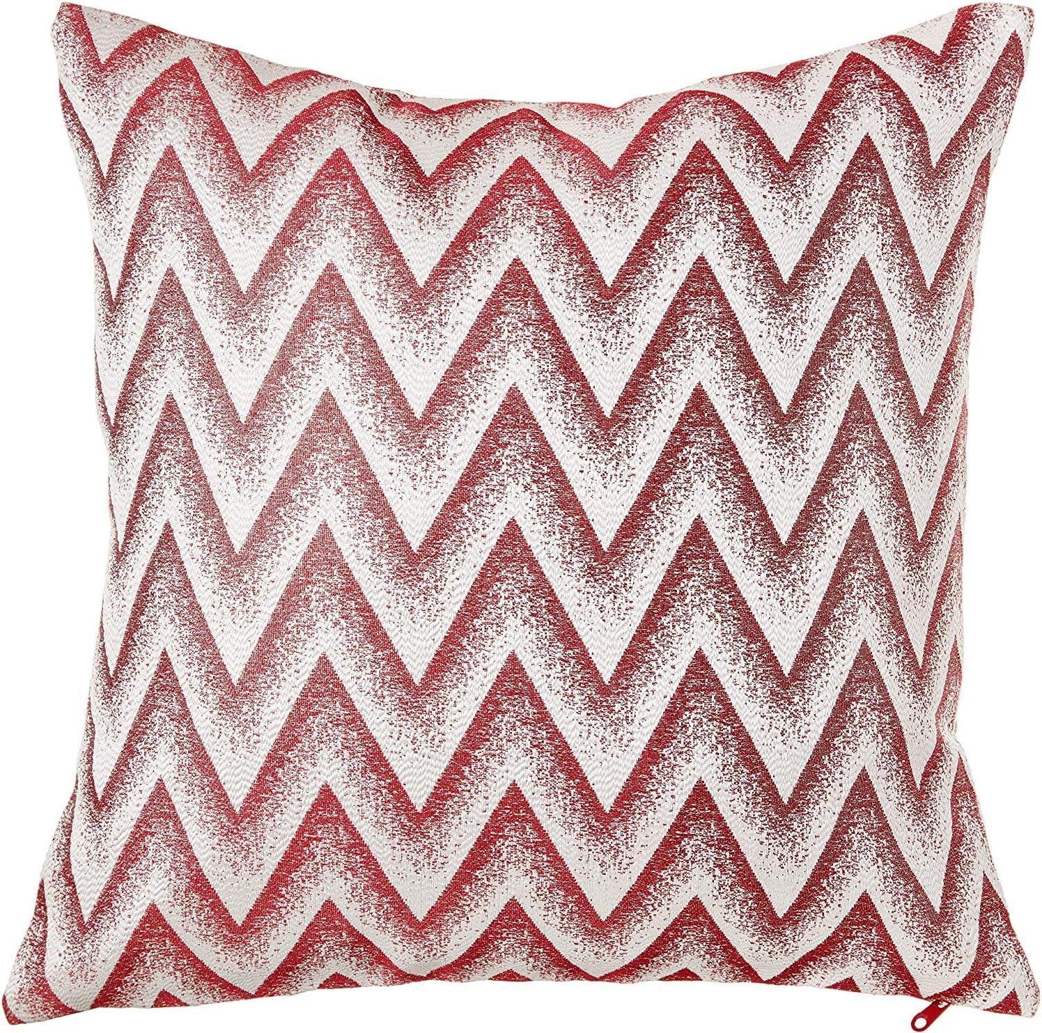 Violet Linen Indiana Chevron Pattern, Polyester Jacquard, Reversible, Burgundy, 18 Inch x 18 Inch, Decorative Throw Pillow Cover