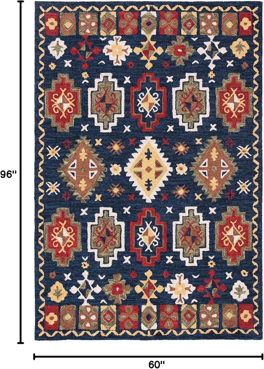 Heritage HG353 Hand Tufted Area Rug - Navy/Red - 5'x8' - Safavieh.