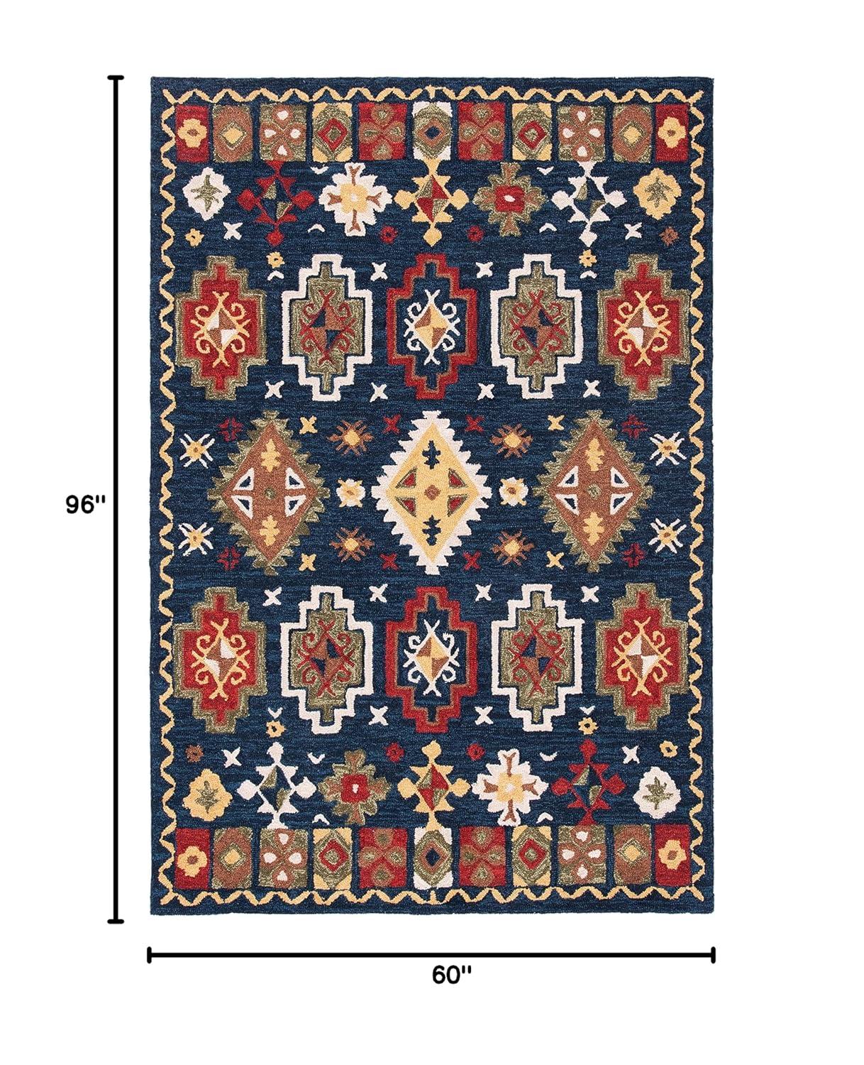 Heritage HG353 Hand Tufted Area Rug - Navy/Red - 5'x8' - Safavieh.