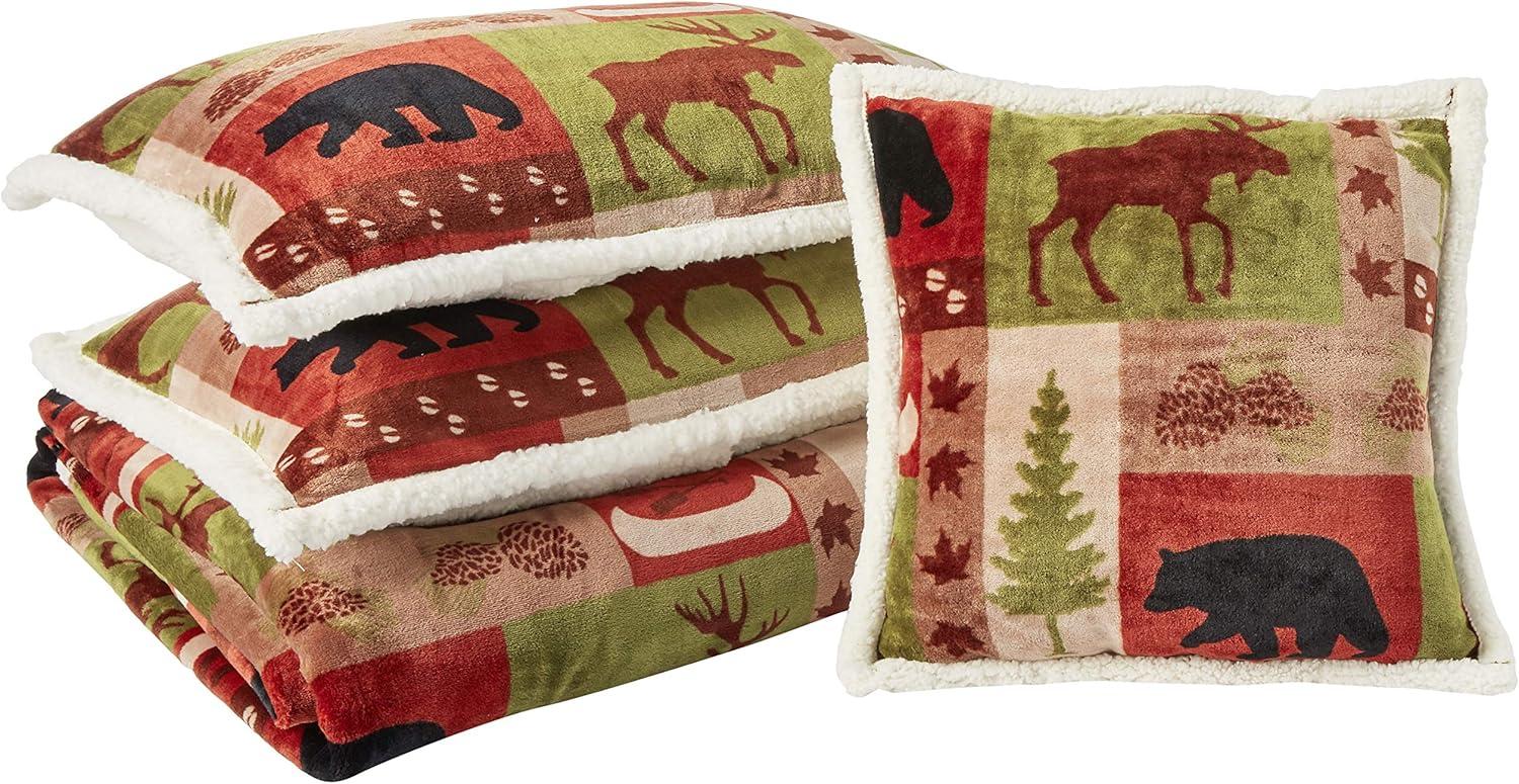 Rustic Multicolor Patchwork Lodge Queen Comforter Set