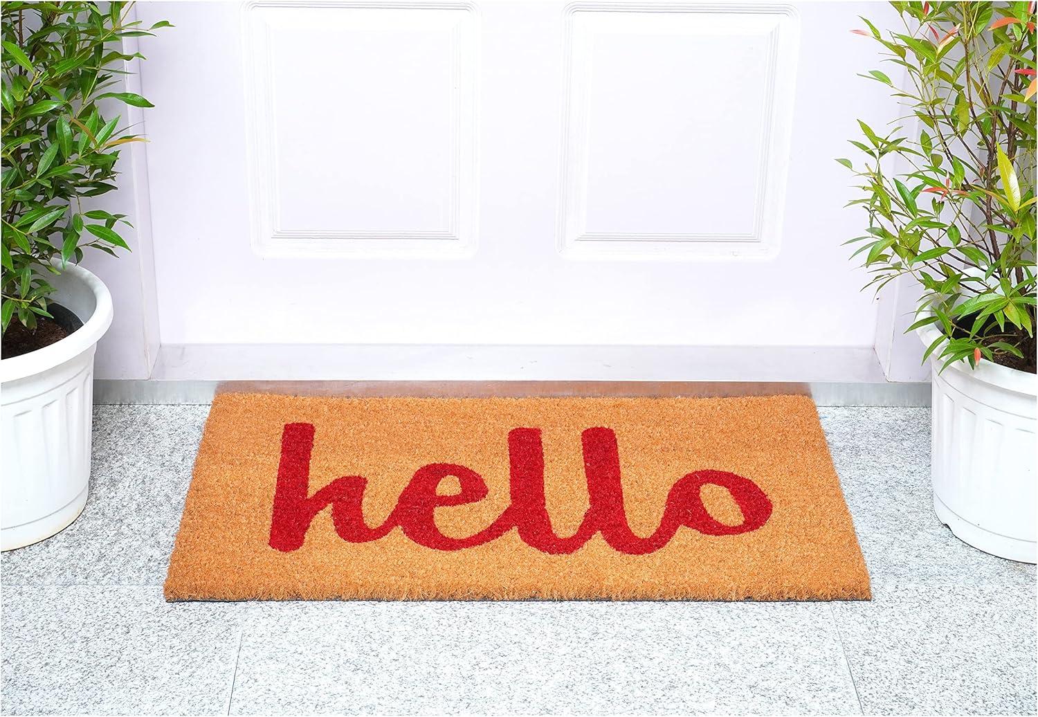 Calloway Mills Script Hello Outdoor Coir Doormat, 24" x 36"