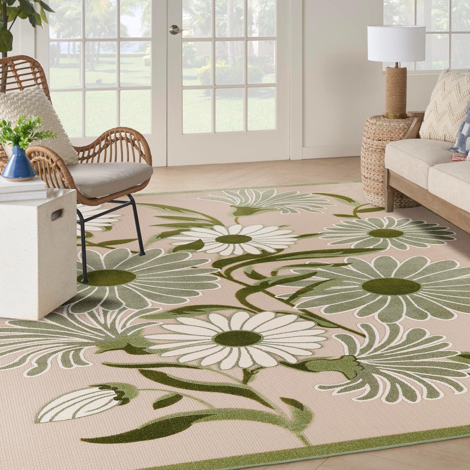 Nourison Aloha Daisy Flower Flatweave Outdoor Rug