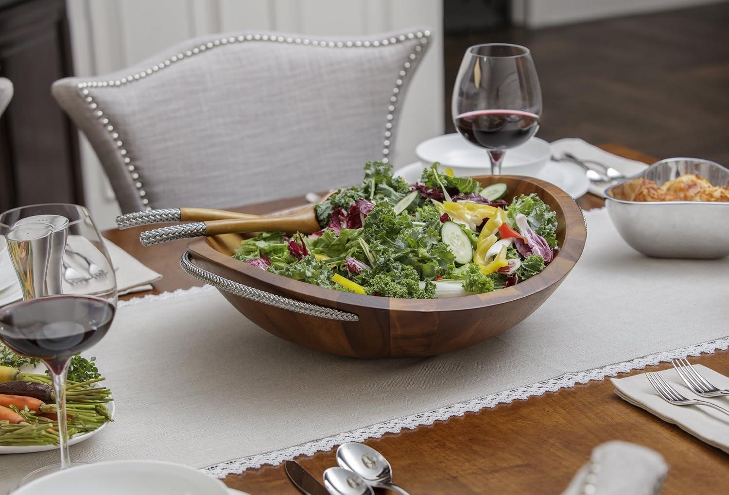 Nambe Braid Salad Bowl W/ Servers