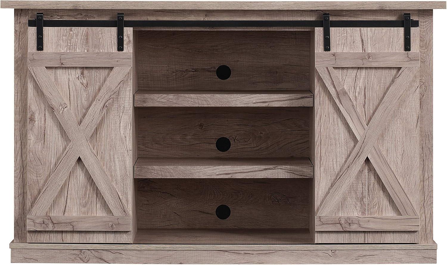 Twin Star Home Terryville Barn Door TV Stand for TVs up to 60", Dark Gray
