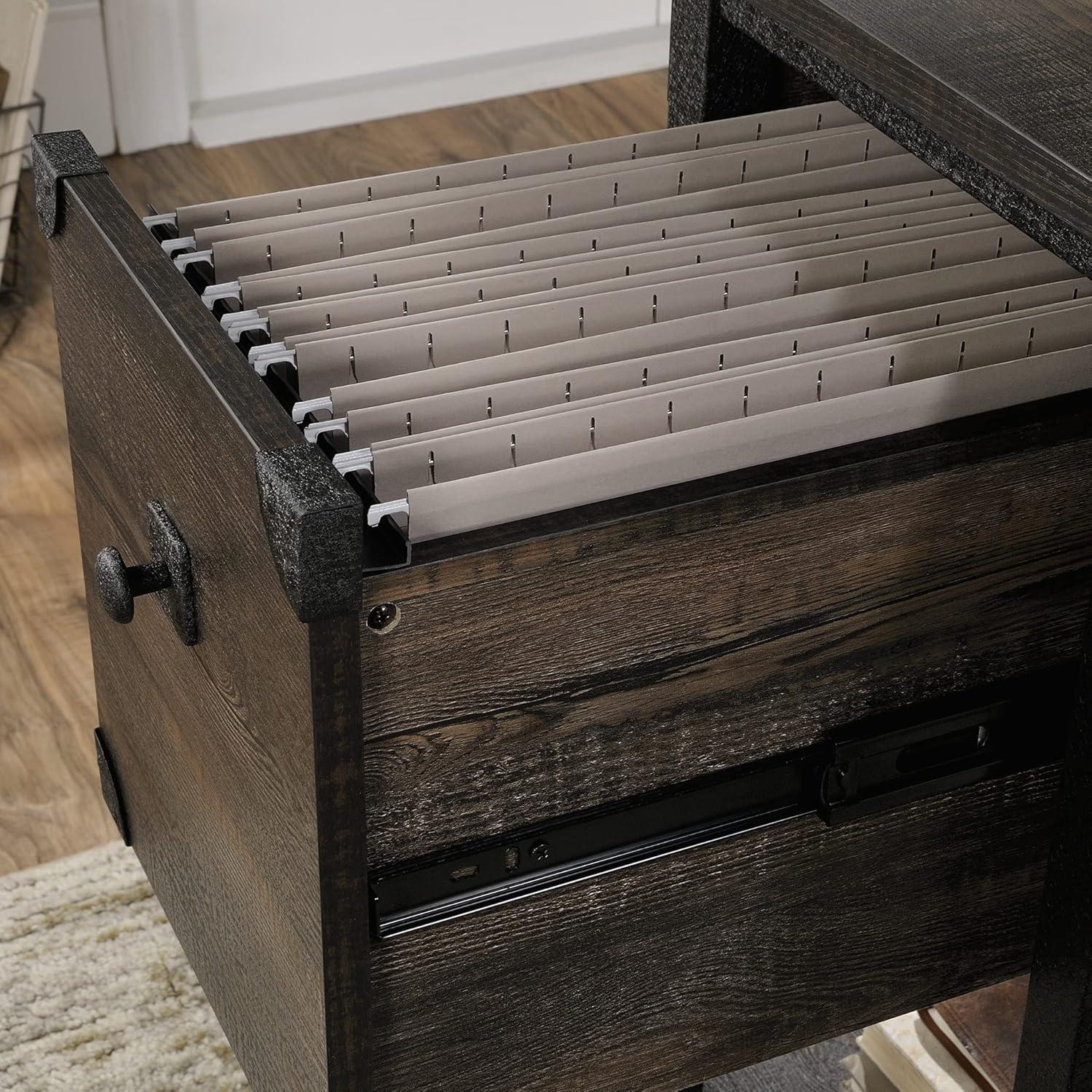 Sauder Steel River Milled Mesquite Small Desk with Drawers, Milled Mesquite Finish