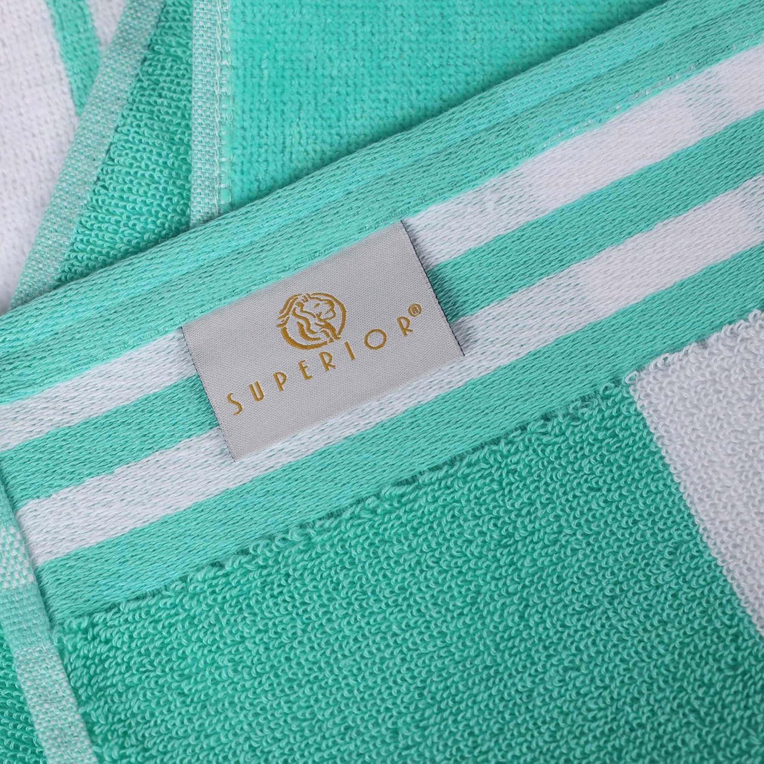 Superior Cotton Striped Oversized Beach Towel, 34" x 64", Mint