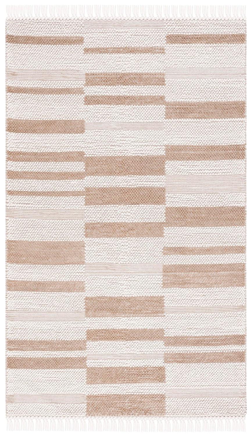 Natura NAT225 Flat Weave Indoor Area Rug - Ivory/Light Brown - 5'x8' - Safavieh