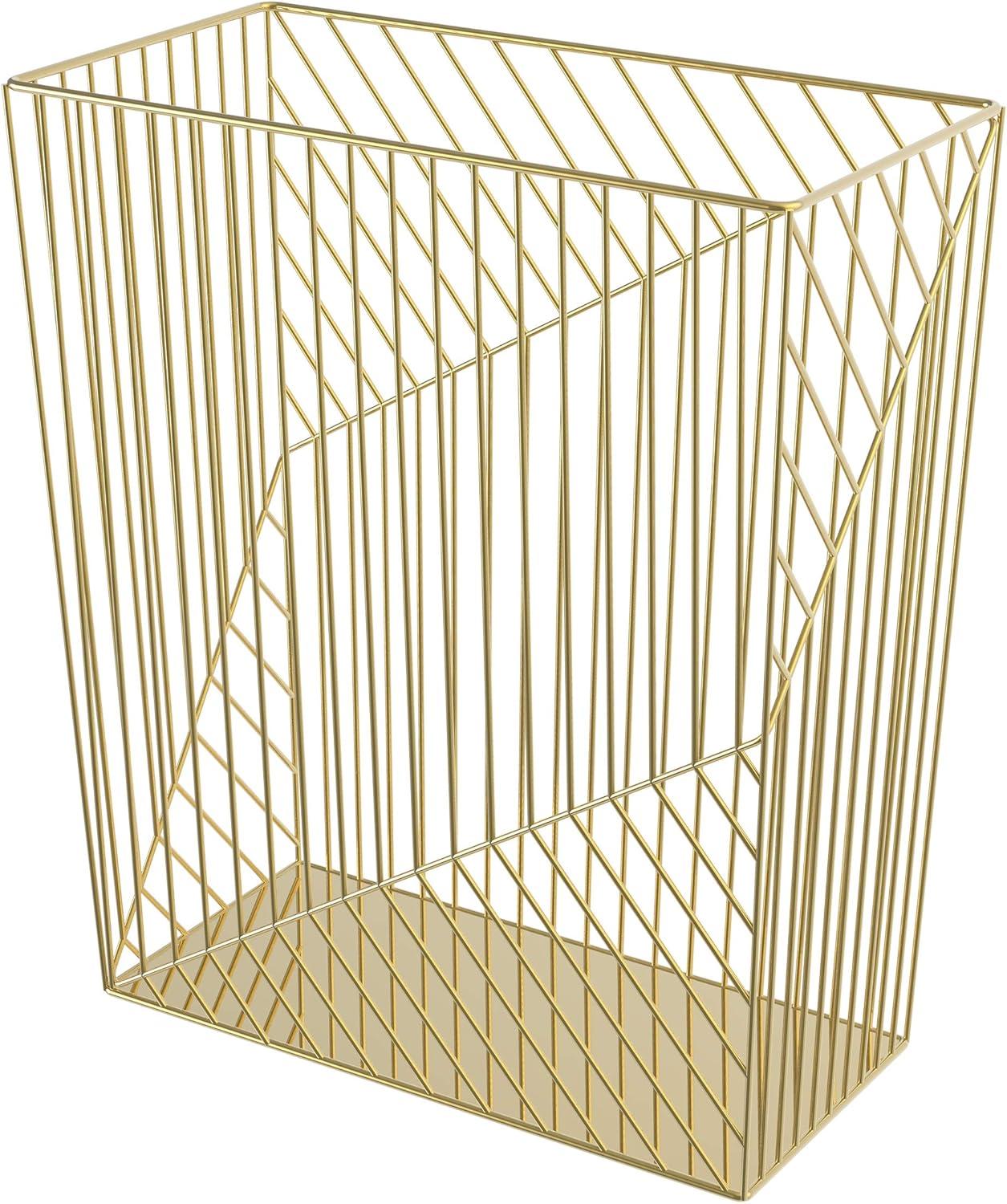 Gold Metal Wire 6-Gallon Office Trash Can