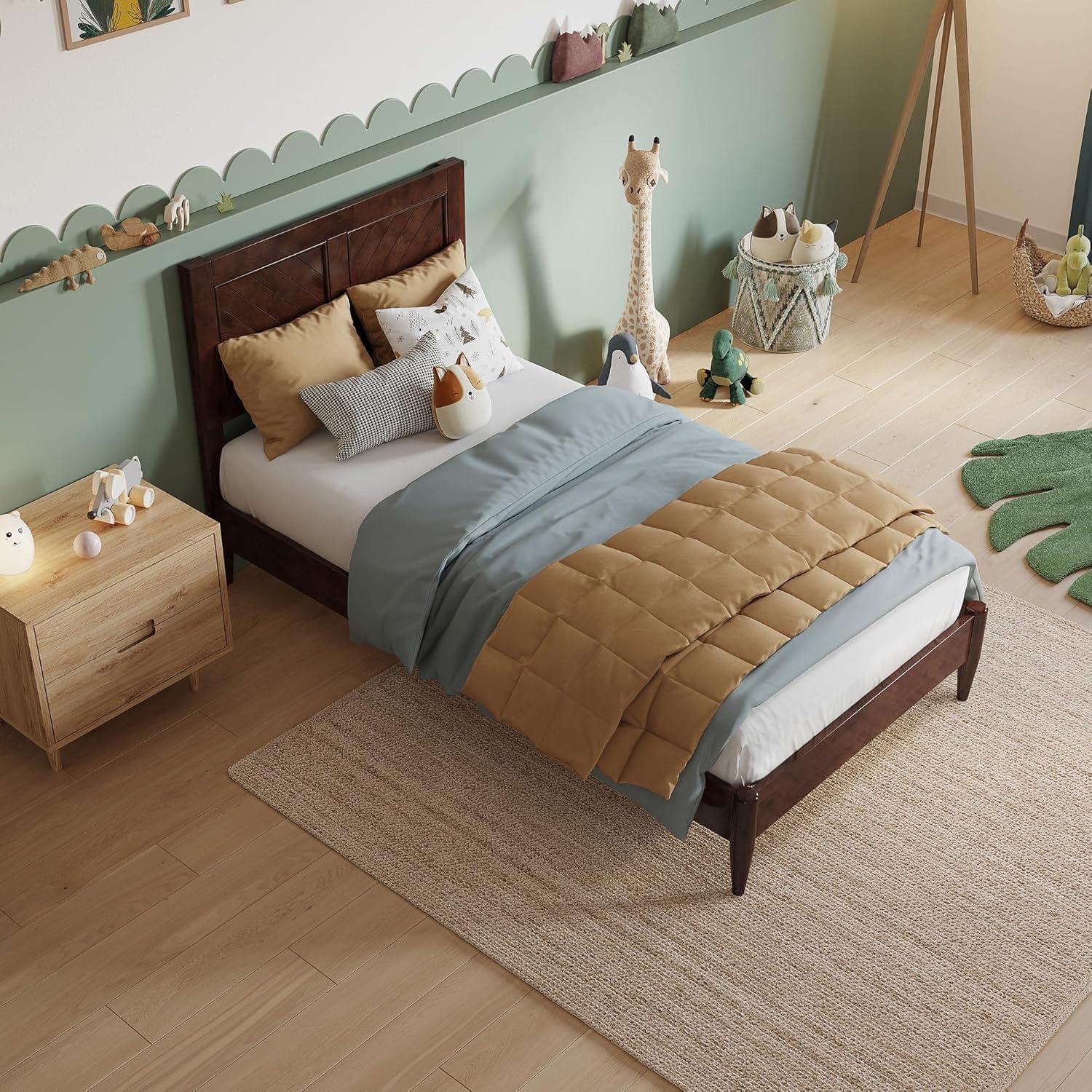AFI Furnishings Berkshire Twin Solid Wood Low Profile Platform Bed in Walnut