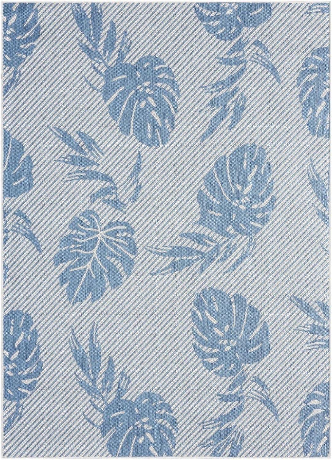 Tommy Bahama Palm Coastal Indoor/Outdoor Area Rug, Silver/Blue
