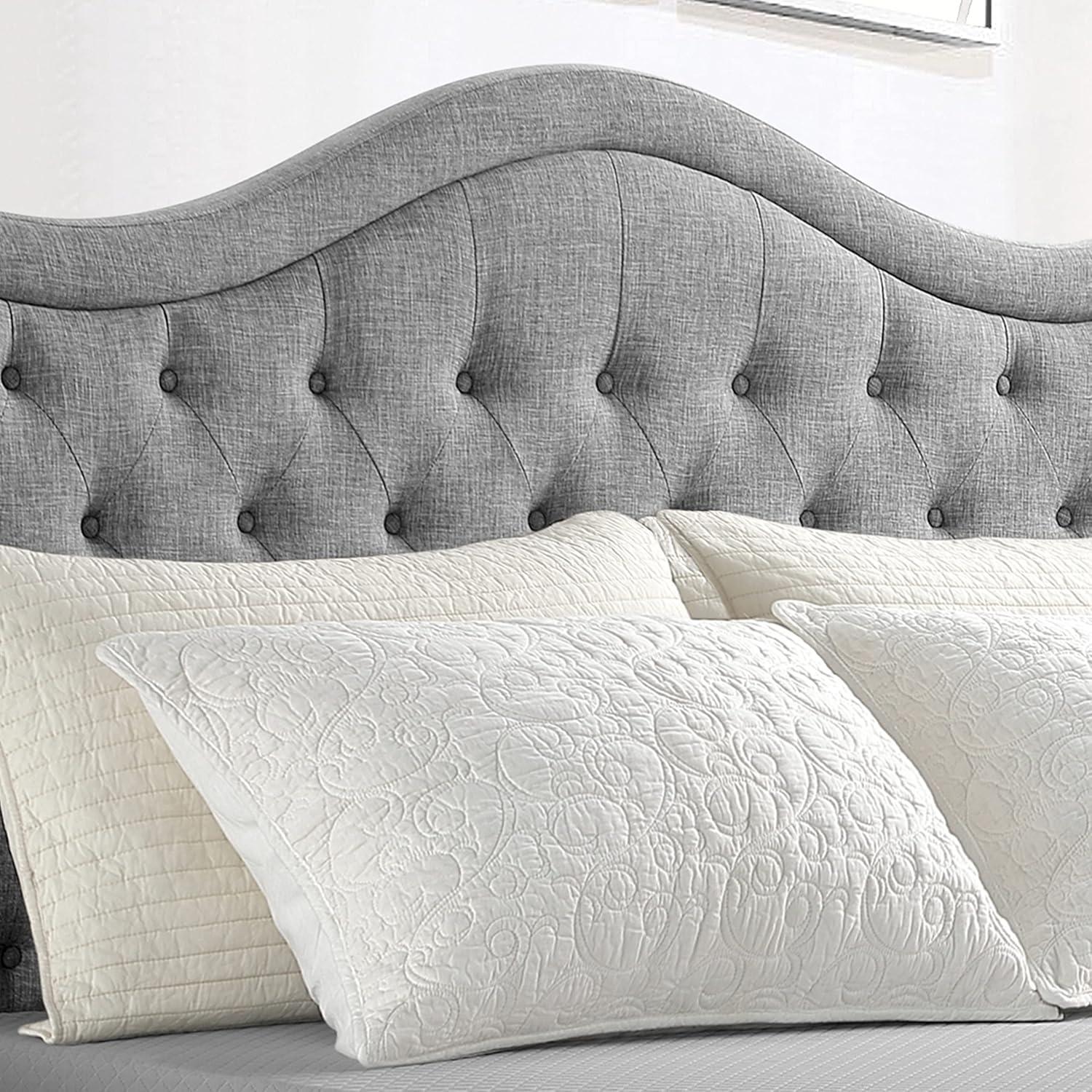 Rosevera Givana Upholstered Tufted Headboard with Adjustable Height for Bedroom, King, Linen Gray