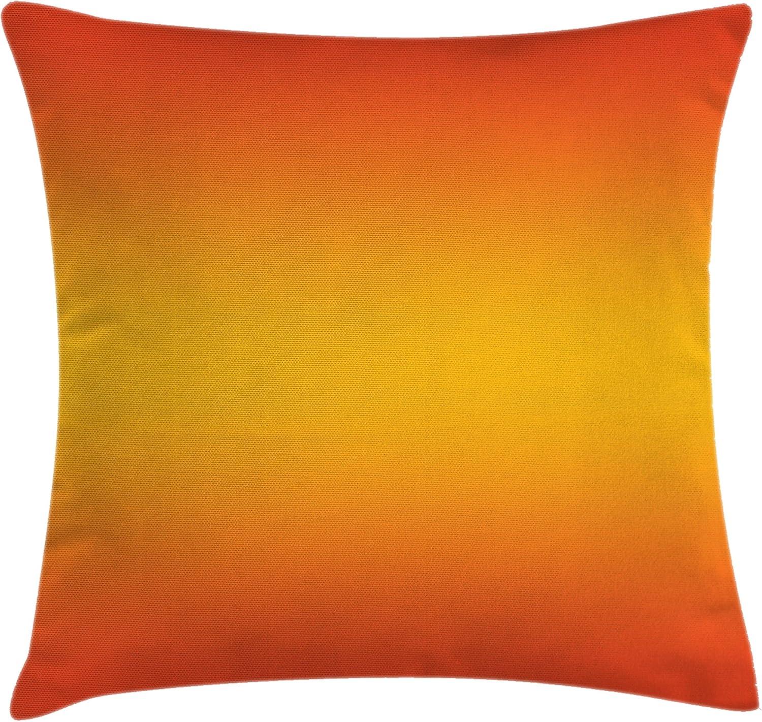 Ombre Throw Pillow Cushion Cover, Tropical Sunset Inspired Summer Themed Design Artistic Modern Room Decorations, Decorative Square Accent Pillow Case, 18 X 18 Inches, Orange Yellow, by Ambesonne