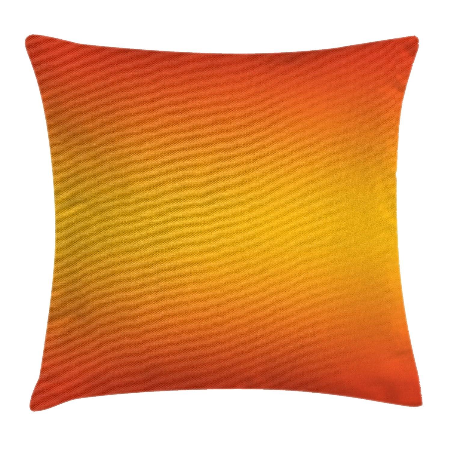 Ombre Throw Pillow Cushion Cover, Tropical Sunset Inspired Summer Themed Design Artistic Modern Room Decorations, Decorative Square Accent Pillow Case, 18 X 18 Inches, Orange Yellow, by Ambesonne