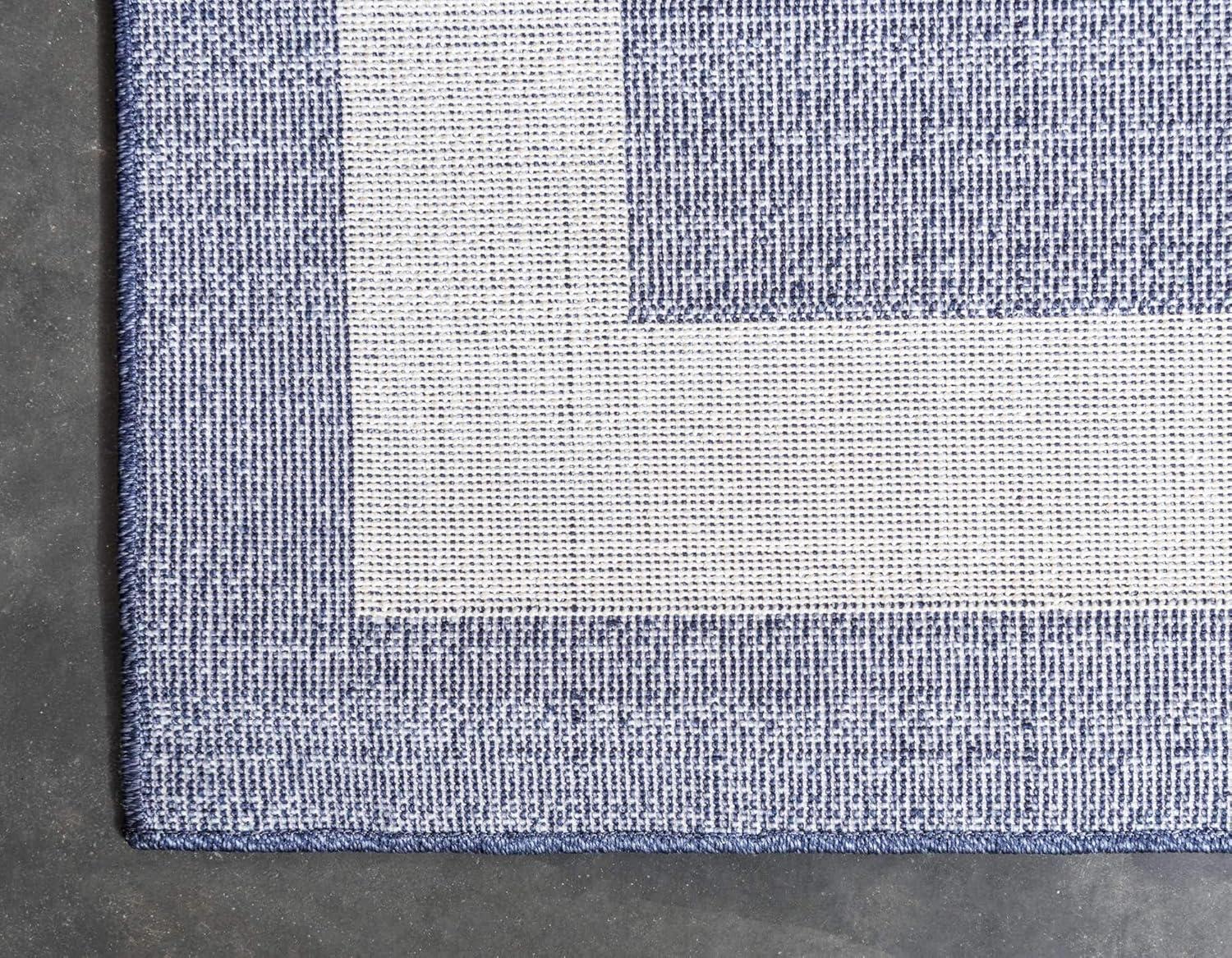 Unique Loom Del Mar Collection Area Rug - Maria (2' 7" x 10' Runner Navy Blue/Ivory)