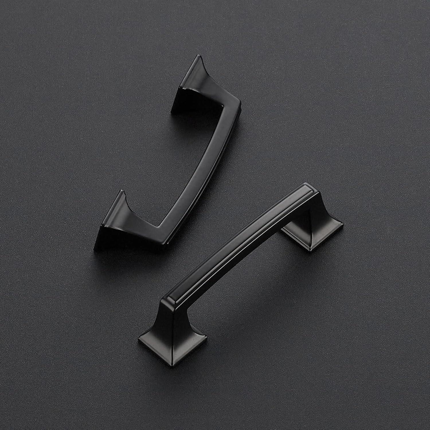 Matte Black Modern Cupboard Drawer Pulls with Mounting Hardware, 10 Pack