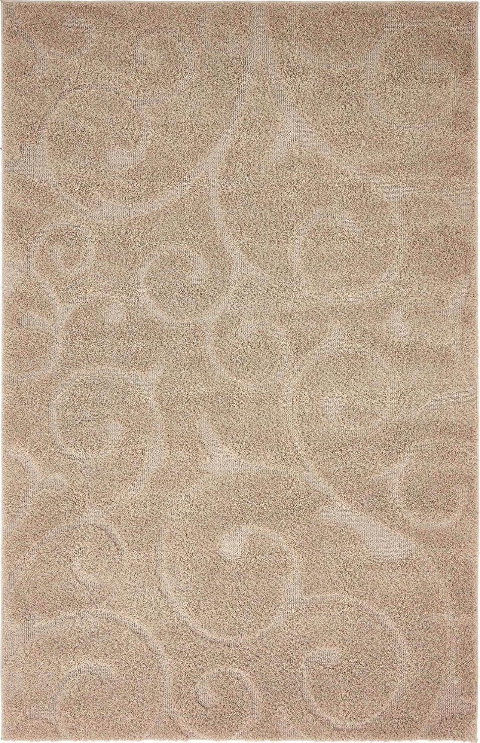 Botanical Bliss Beige Shag Rug 5' x 8' with Floral Pattern