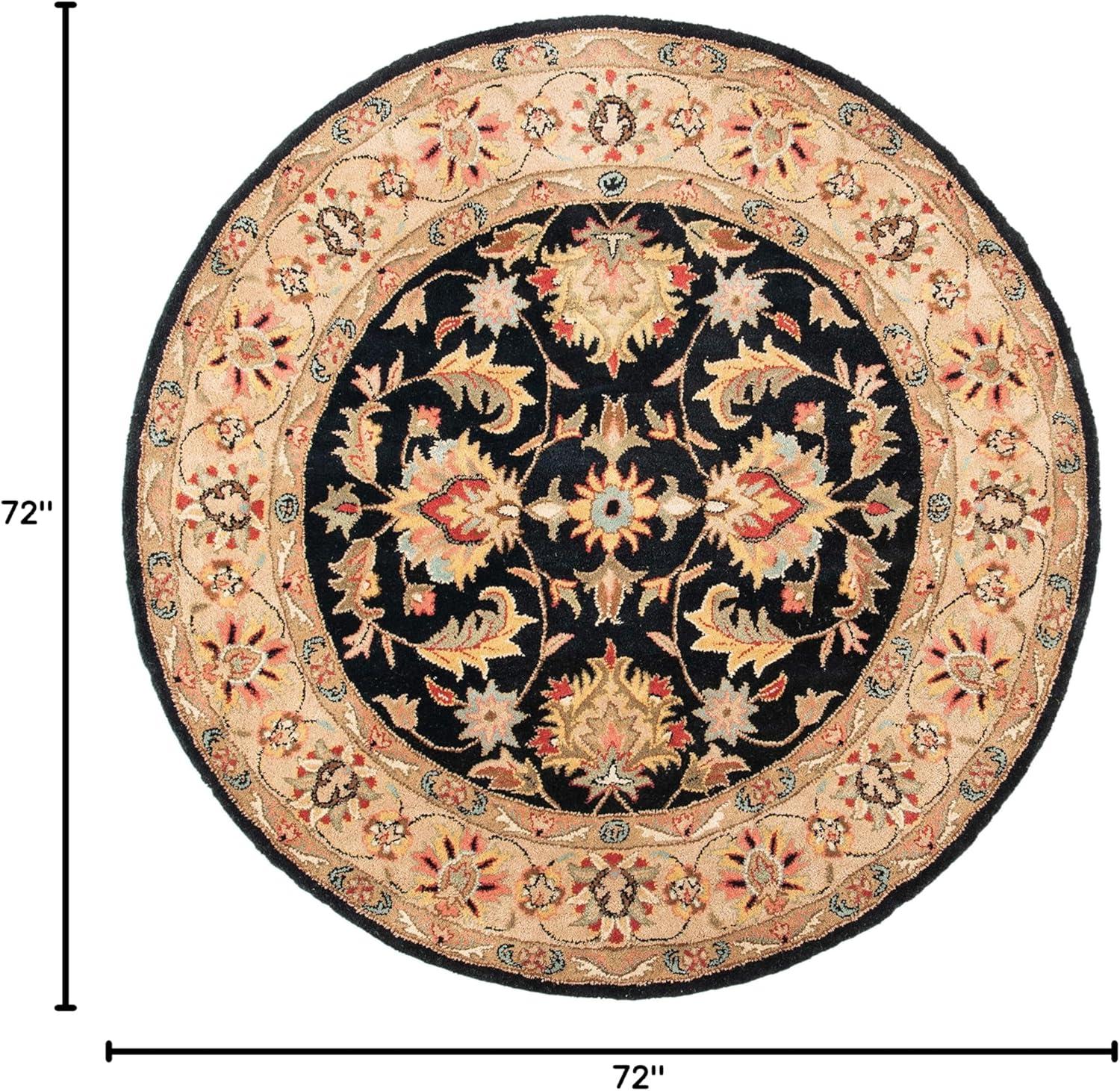 Heritage HG957 Hand Tufted Area Rug - Black/Beige - 6' Round - Safavieh.