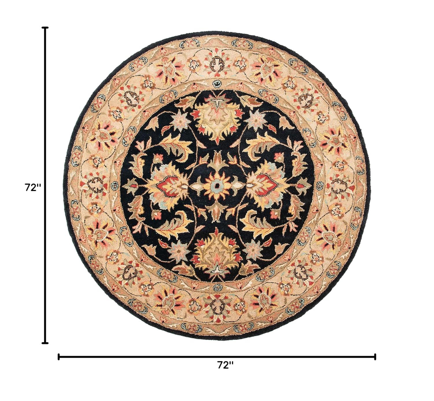 Heritage HG957 Hand Tufted Area Rug - Black/Beige - 6' Round - Safavieh.