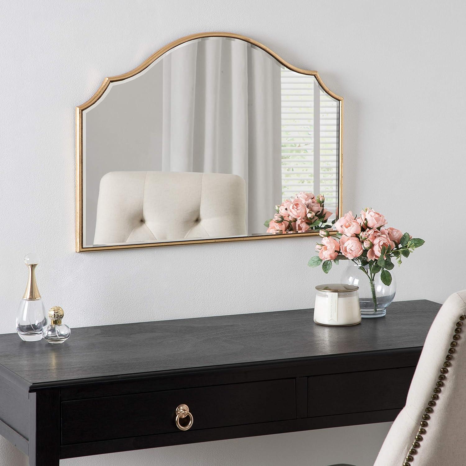 Kate and Laurel Leanna Glam Horizontal Wall Mirror, 18 x 24, Gold, Sophisticated Large Mirror for Wall