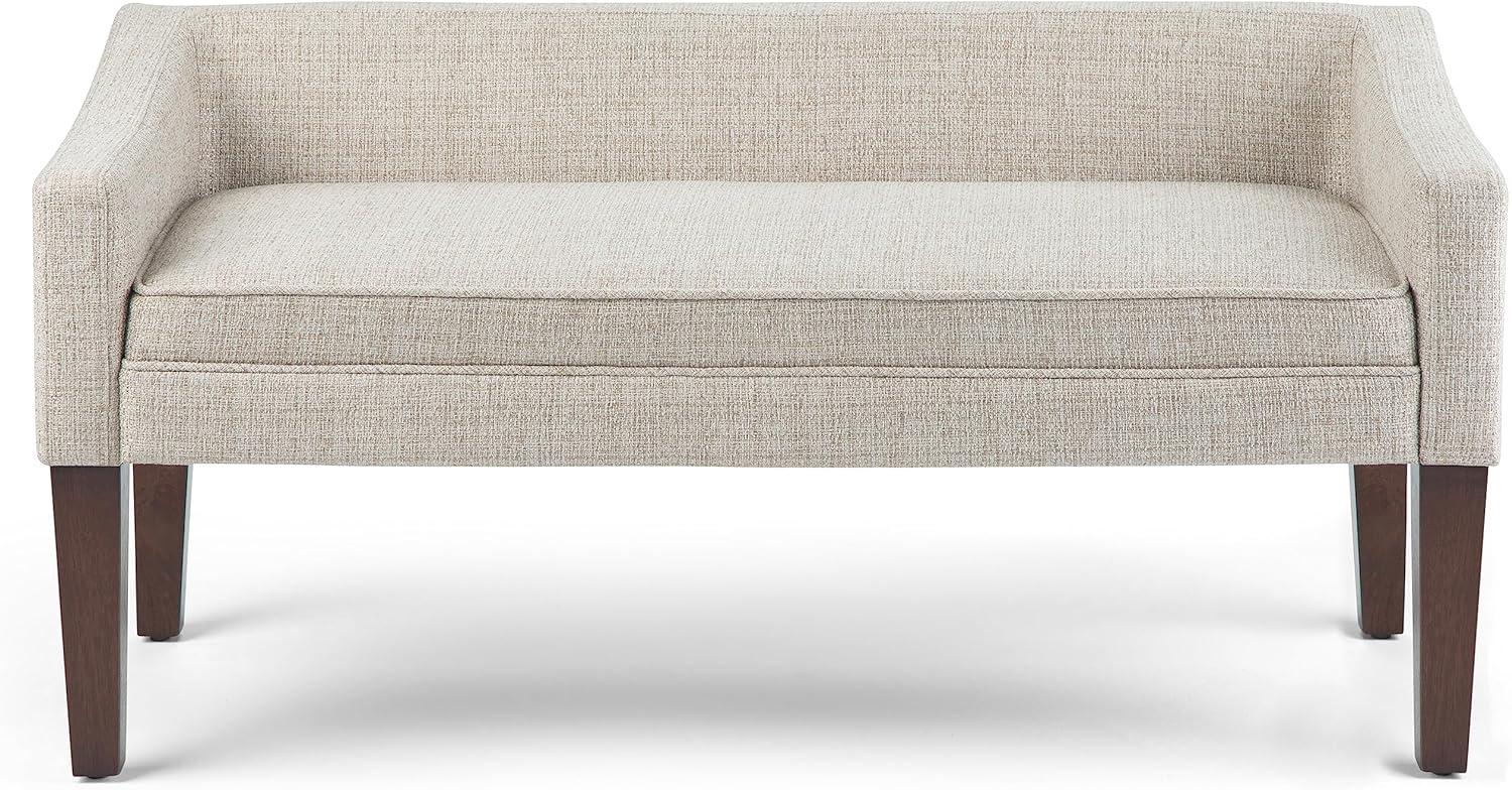 Platinum Upholstered Bench with Low Back and Swooped Arms