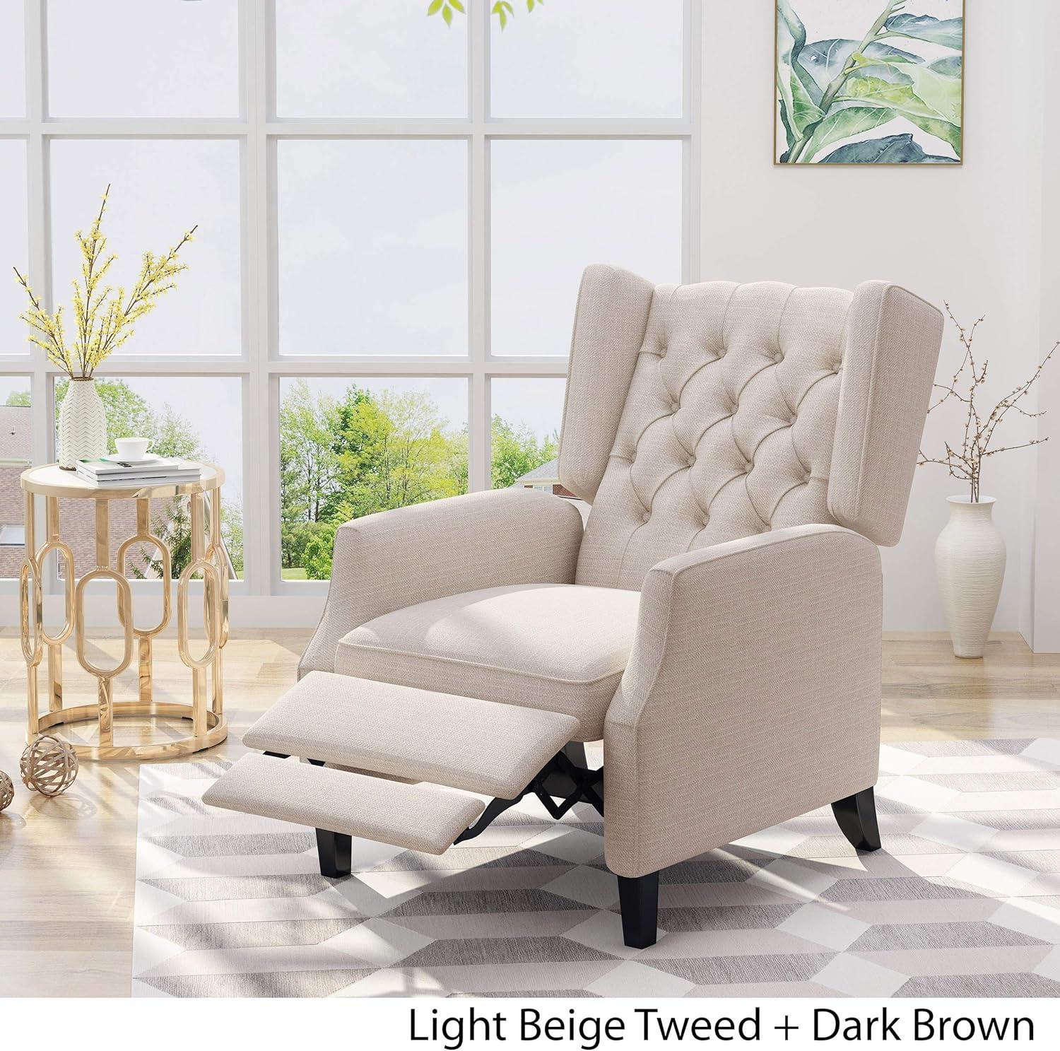 Keating Traditional Wingback Recliner: Pushback, Tufted, Plywood Frame - Christopher Knight Home