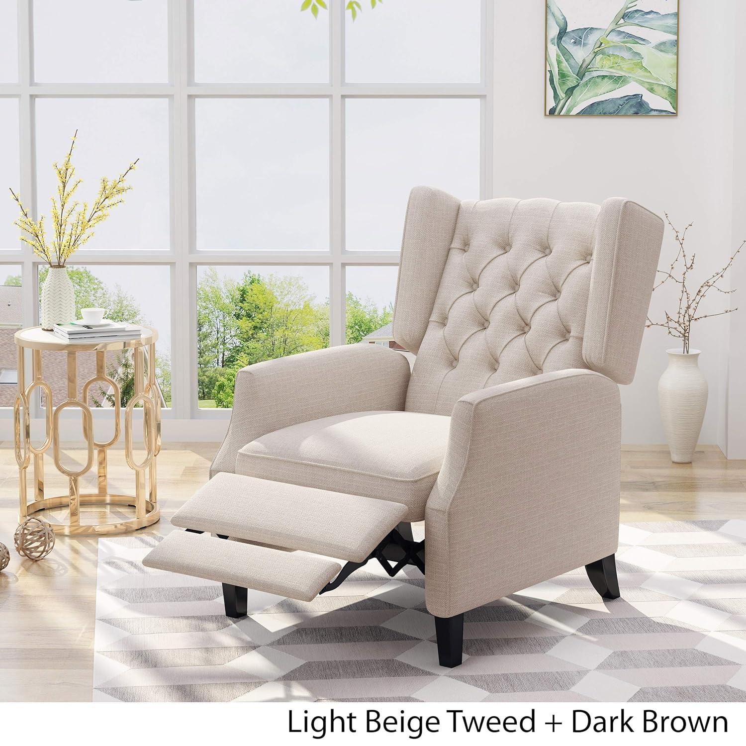 Keating Traditional Wingback Recliner: Pushback, Tufted, Plywood Frame - Christopher Knight Home